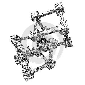 Wireframe Mesh Dotwork Vector Cube