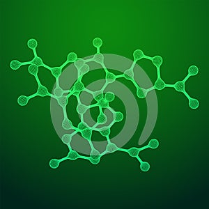 Wireframe Mesh Molecule. Connection Structure.