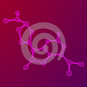 Wireframe Mesh Molecule. Connection Structure.