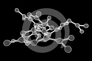 Wireframe Mesh Molecule. Connection Structure.