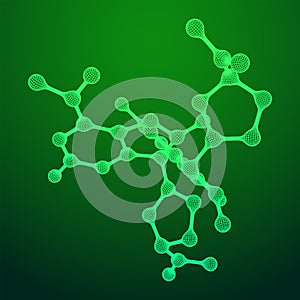 Wireframe Mesh Molecule. Connection Structure.