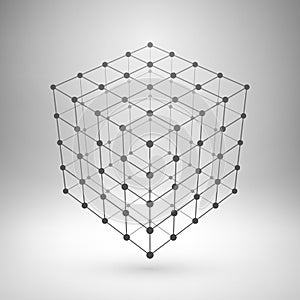 Wireframe mesh polygonal cube