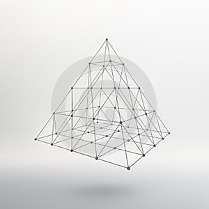 Wireframe mesh Polygonal pyramid. Pyramid of the