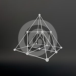 Wireframe mesh Polygonal pyramid. Pyramid of the