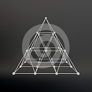 Wireframe mesh Polygonal pyramid. Pyramid of the