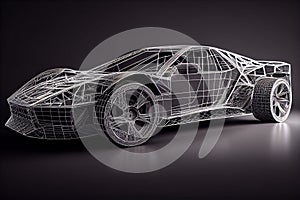 Wireframe model of Car design modern technology. Sports car futuristic concept
