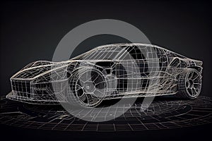 Wireframe model of Car design modern technology. Sports car futuristic concept.
