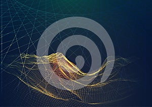 Wireframe modern techno landscape design background