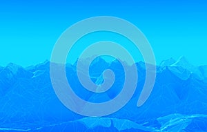 Wireframe mountains background 3d rendering