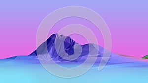 Wireframe mountains background 3d rendering