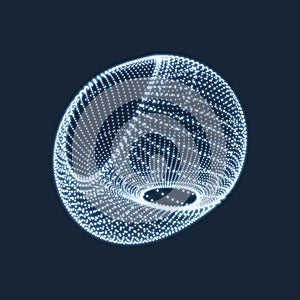 Wireframe Object with Dots. Abstract 3D Connection Structure. Geometric Shape for Design. Lattice Geometric Element, Emblem