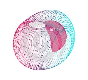 Wireframe object with lines and dots. Abstract 3d connection structure. Geometric shape for design. Lattice element, emblem and