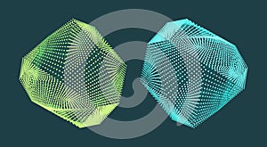 Wireframe Object with Lines and Dots. Abstract 3D Connection Structure. Geometric Shape for Design. Lattice Element, Emblem and