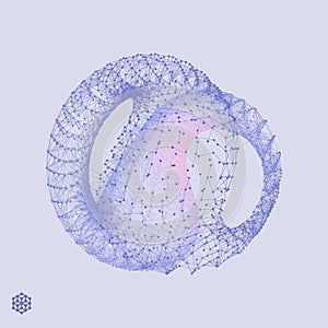 Wireframe Object with Lines and Dots. Geometric Shape for Design