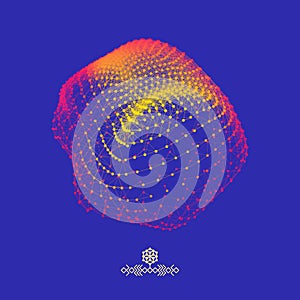 Wireframe Object with Lines and Dots. Geometric Shape for Design