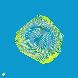 Wireframe Object with Lines and Dots. Geometric Shape for Design