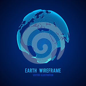 Wireframe planet Earth globe