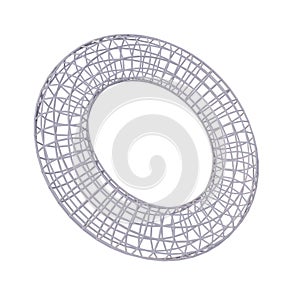 Wireframe Shape Torus. Isolated on white background. 3D Rendering