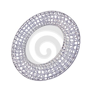 Wireframe Shape Torus. Isolated on white background. 3D Rendering