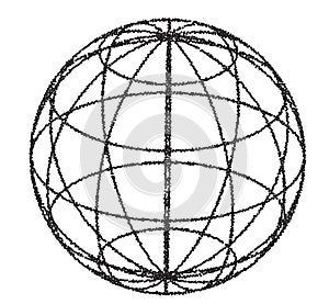 Wireframe sphere vector with stipple lines