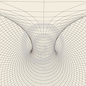 Wireframe torus with connected lines and dots . Mesh polygonal element. Vector Illustration EPS10.