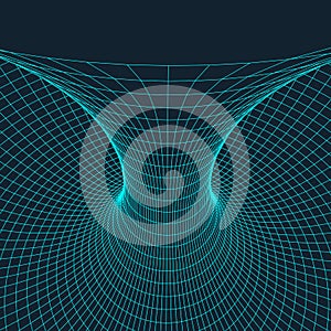 Wireframe torus with connected lines and dots . Mesh polygonal element. Vector Illustration EPS10.