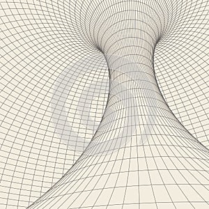 Wireframe torus with connected lines and dots . Mesh polygonal element. Vector Illustration EPS10.