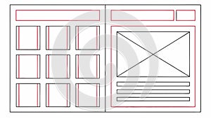 Wireframe UI Layout for Web and App Design, vector design Generative AI