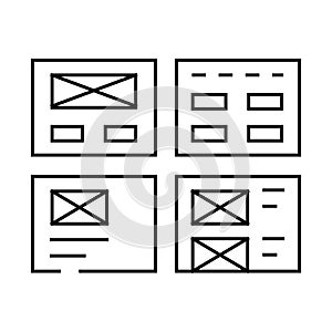 wireframe ux ui design line icon vector illustration