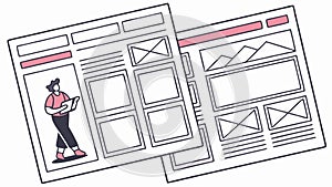 Wireframe Web Design Layout, Perfect for UI UX and Digital Concepts, vector design Generative AI