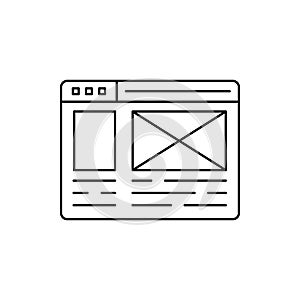 Wireframe web page icon. Element of user experience icon