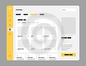 Wireframes screens. Dashboard UI and UX design.