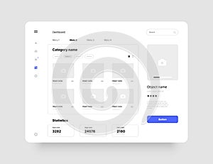 Wireframes screens. Dashboard UI and UX Kit design.