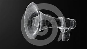 wirefrme raising megaphone in a wireframe design