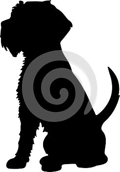 Wirehaired Pointing Griffon Black Silhouette Generative Ai