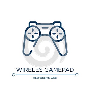 Wireles gamepad icon. Linear vector illustration from computer devices collection. Outline wireles gamepad icon vector. Thin line