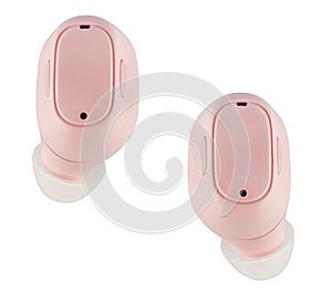 Wireless acoustic headphones, phone accessory, on white background