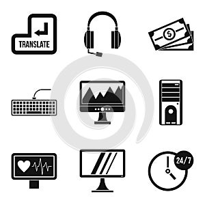 Wireless application icons set, simple style