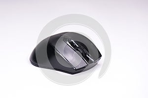 Wireless black computer mouse. Isolated