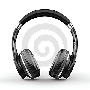 Wireless Black Headphones Isolated on White Background. Generative ai