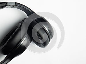 Wireless black headphones on a white background