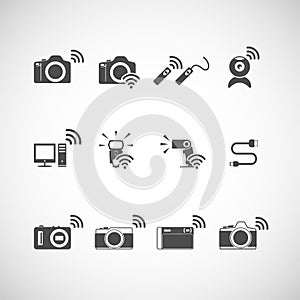 Wireless camera icon set, vector eps10