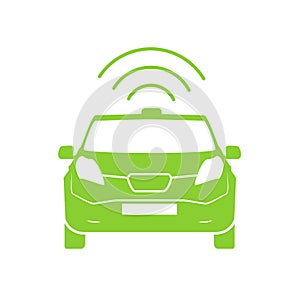 Wireless car charging station symbol. Electric car charging icon isolated. Electric Vehicle Green electric car charging