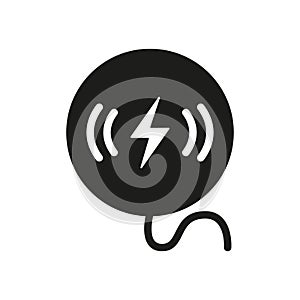 Wireless Charger Silhouette Icon. Power Charge for Mobile Phone Glyph Pictogram. Wireless Battery with Lightning. Device