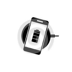 Wireless charging icon isolated on white background