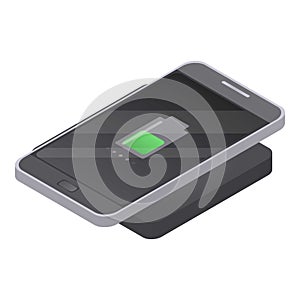 Wireless charging icon, isometric style