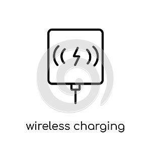 Wireless charging icon. Trendy modern flat linear vector Wireles