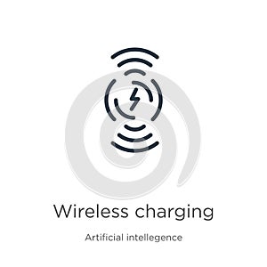 Wireless charging icon vector. Trendy flat wireless charging icon from artificial intellegence and future technology collection photo