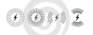 Wireless charging linear style. Wireless charging icon concept. Charging icons set for web and animation. Vector illustration