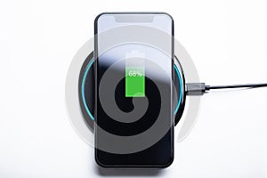 Wireless Charging Pad And Smartphone On Desk